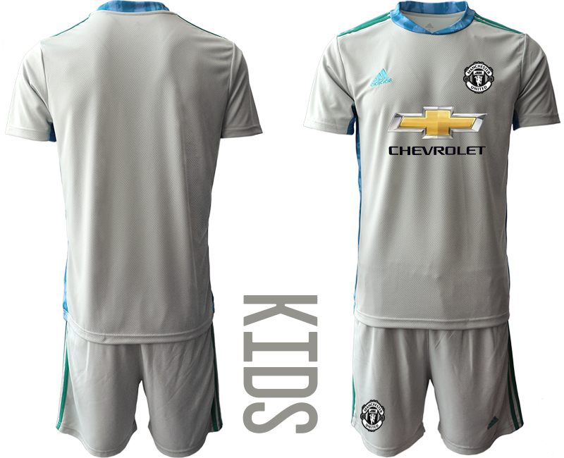 Youth 2020-2021 club Manchester United grey goalkeeper blank Soccer Jerseys